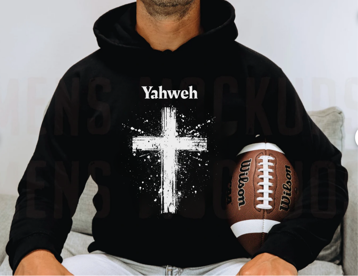Adult Unisex Faith-Inspired Hoodie with Yahweh Cross Design